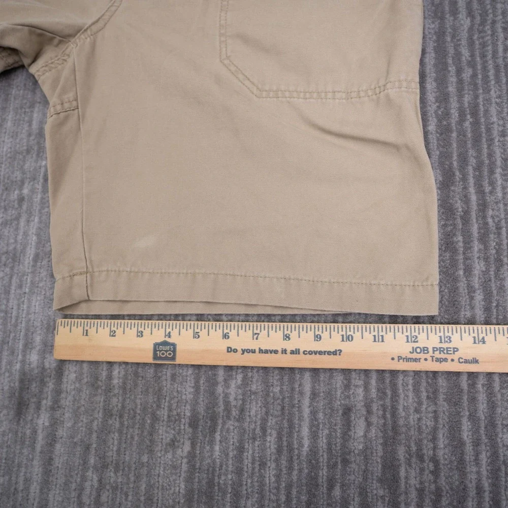Eddie Bauer Mens Khaki Cargo Shorts Size 36 Fit 38x10 Tan Cotton Canvas Utility